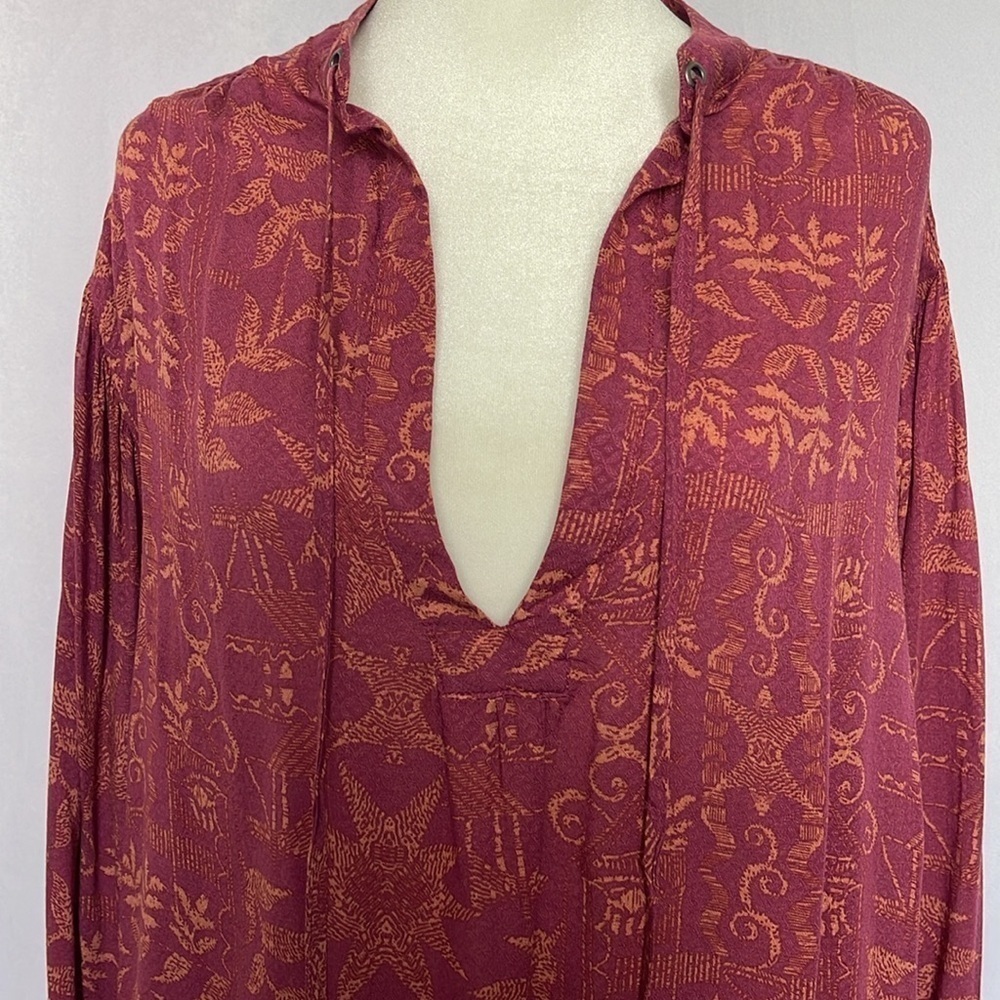 Free People Mia Tunic in Rouge Women's Size S Oversized Boho Cottagecore EUC - Picture 4 of 15